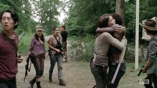 AMWF Lauren Cohan Irish Yankee Lady Bi-Racial Arrive Scorching Hug With Yeon Sang Yeob South Korean Masculine Ambling Dead Season five Vignette 8