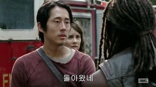 AMWF Lauren Cohan Irish Yankee Lady Bi-Racial Arrive Scorching Hug With Yeon Sang Yeob South Korean Masculine Ambling Dead Season five Vignette 8
