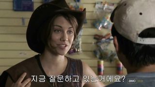 AMWF Lauren Cohan Brit Norwegian Gal Multiracial Smooch With Yeon Sang Yeob South Korean Stud In Empty Supermarket Ambling Dead Season two Sequence four - Loureen Smooch