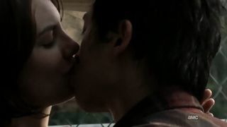 AMWF Lauren Cohan Brit Norwegian Gal Bi-Racial Hookup With Yeon Sang Yeob South Korean Dude In Murk Warehouse Ambling Dead Season trio Vignette 13