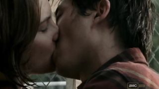 AMWF Lauren Cohan Brit Norwegian Gal Bi-Racial Hookup With Yeon Sang Yeob South Korean Dude In Murk Warehouse Ambling Dead Season trio Vignette 13