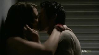 AMWF Lauren Cohan Brit Norwegian Gal Bi-Racial Hookup With Yeon Sang Yeob South Korean Dude In Murk Warehouse Ambling Dead Season trio Vignette 13