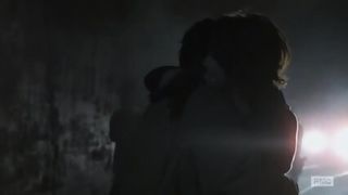 AMWF Lauren Cohan English Norwegian Woman Bi-Racial Cute Phat Hug With Yeon Sang Yeob South Korean Masculine In Canal Ambling Dead Season four Scene 15
