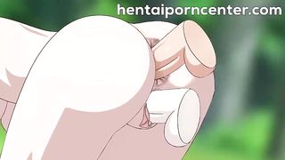 Animation gal, Sakura is getting wedged with two romp playthings at the same time and liking it