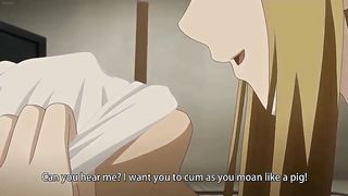 Cartoon babe is about to get boinked with a condom, until she commences squealing from delectation