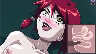 Animation dame with red hair and ample globes, Reiko is about to get romped and creampied