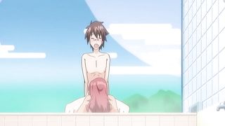 Nerdy cartoon woman is using every opportunity to ride a rock stiff romp-stick, until she jizzes