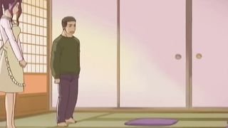 Toon Japanese housewife is about to get slammed with two rock firm jizz-shotguns at the same time