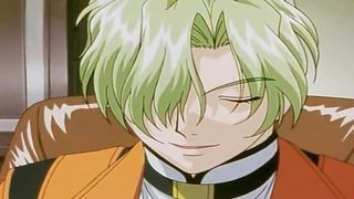 Cartoon doll with red hair and pigtails is about to embark yelling while getting poked rock-rock-hard