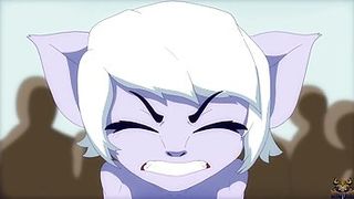 Adorable-Looking and quite tiny animation honey is deep-fellating a gigantic dude-meat while getting wedged with two