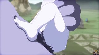 Adorable-Looking and quite tiny animation honey is deep-fellating a gigantic dude-meat while getting wedged with two