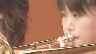 Bare Chinese honeys were on the stage and toying their implements while people were observing