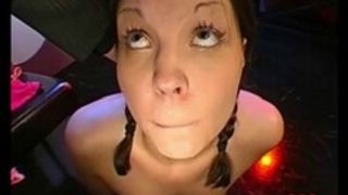 New teenage with ponytails, Anna is getting nude on the stage and waiting for her very first pop-shot