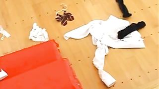 Graduating Asian teen girl gives a nude speech and a hot solo masturbation show for her friends