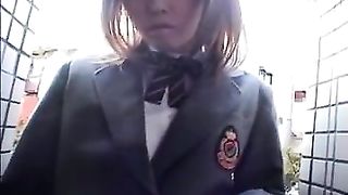 Reluctant Asian girl lifts her mini skirt up in a public place so she can show her dirty side