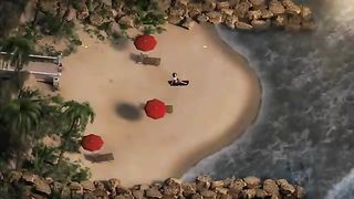 Big titted brunette from a video game needs a massage and a nice fuck, if possible