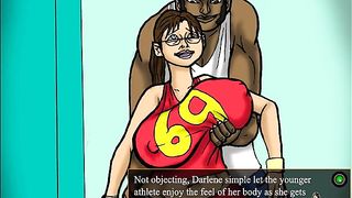 Caucasian gal is getting fucked from the back, by a black guy and moaning while cumming