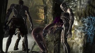 Violet is a big titted chick from a video game who often gets caught and fucked