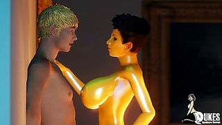 Big titted ghost is sucking a huge dick and expecting to get a massive facial cumshot