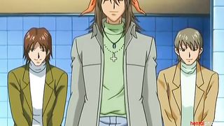 Hentai milf is getting nailed in a public place, after giving a deep blowjob to a stranger