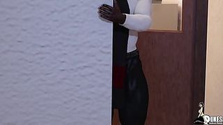 Black dude is getting an impressive blowjob from a slutty, blonde woman, in a local restaurant