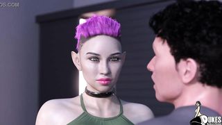 Handsome guy is moaning while a big titted girl he has never seen before is fucking him