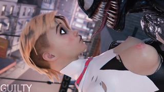 Venom Porn Scene - Sex and tongue kissing on the roof of the house