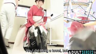 Subtitled Japanese kimono pee desperation failure (JAV TV Adult Show)
