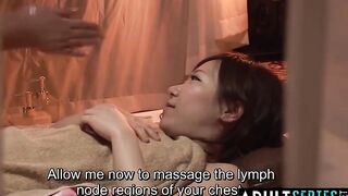 Subtitled Japanese massage clinic busty woman oil treatment