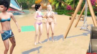 Anime Porn stunner is having scorching romp on the beach, with a gang of naughty dudes