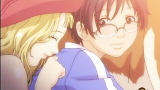 Dweeb gets dude manhood between phat-boobed honies tits