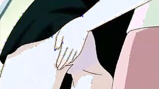 Sexually Aroused Anime Porn damsel with fat fun bags taunted and satisfied by her lezzie pals at the teach station