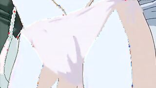 Sexually Aroused Anime Porn damsel with fat fun bags taunted and satisfied by her lezzie pals at the teach station