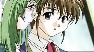 Manga Porn stunner with green hair penetrated messily by a junior boy at the library