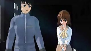 THREE DIMENSIONAL manga porn vid of a bashful youthfull lady getting humped rock hard by her lab fucking partner