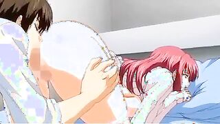 Manga Porn doll with crimson hair is getting her gash fucked from behind until she blows a load
