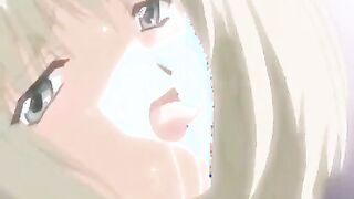 Silver haired manga porn lady is spitting from delight while her manager is tearing up her from behind