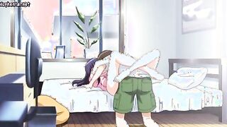 Manga Porn female with a large set of baps ravages a junior fellow on the kitchen floor