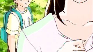 Blessed looking anime porn step-sister and her 2 junior brothers having joy at the beach