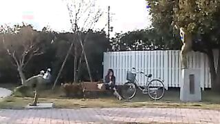 Duo in Japan pretend to be a chunk of art when they are porking in public instead