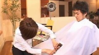 Lusty hairdress from Japan gives a fellow a hand job instead of a haircut and Enjoy it!