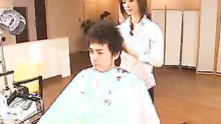 Lusty hairdress from Japan gives a fellow a hand job instead of a haircut and Enjoy it!