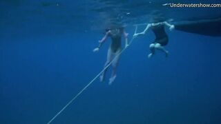 Scorching ladies on tenerife in the river