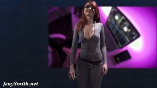 Bare Singer on stage. Virtual Reality. Bare Dance