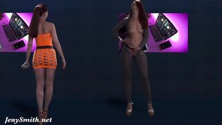 Bare Singer on stage. Virtual Reality. Bare Dance