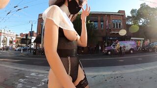 Teaser - Shameless Without Bra Nun Halloween Costume in Public