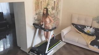 Bare doll on a treadmill