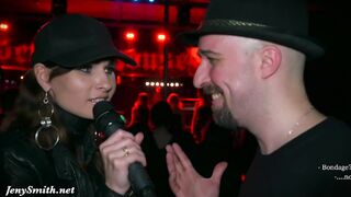 Public nakedness in a club. Bare DJ