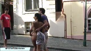 Leonelle and Laura bare on public streets