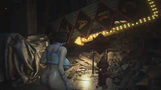 Dame with meaty humungous baps and swimsuit in the zombie world | Porn game